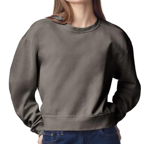 Women's Garment-Dyed Mid-Length Crewneck Sweatshirt Thumbnail