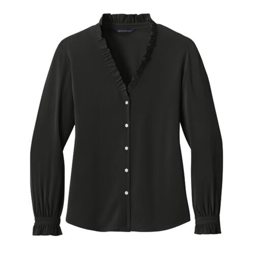 Women's Long Sleeve Ruffle Collar Blouse Thumbnail
