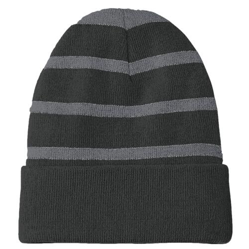Striped Beanie with Solid Band Thumbnail