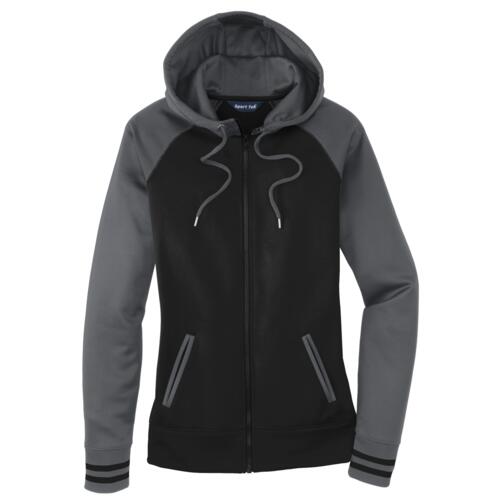 Ladies Sport Wick ® Varsity Fleece Full Zip Hooded Jacket Thumbnail