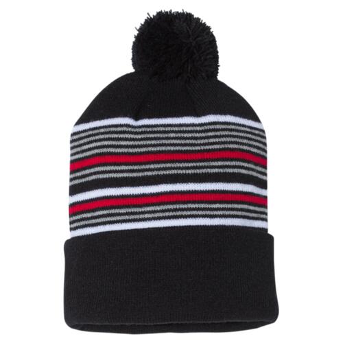 12" Striped Pom-Pom Knit Beanie Thumbnail