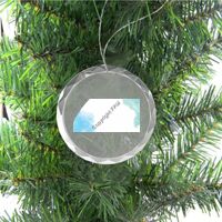 3 1/4" Round Clear Glass Ornament with Silver String Thumbnail