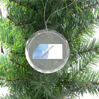 3 1/4" Round Clear Glass Ornament with Silver String Thumbnail