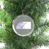3 1/4" Round Clear Glass Ornament with Silver String Thumbnail