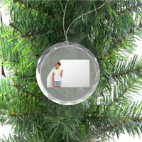 3 1/4" Round Clear Glass Ornament with Silver String Thumbnail