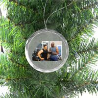 3 1/4" Round Clear Glass Ornament with Silver String Thumbnail