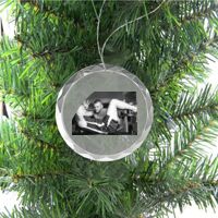 3 1/4" Round Clear Glass Ornament with Silver String Thumbnail