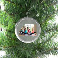 3 1/4" Round Clear Glass Ornament with Silver String Thumbnail