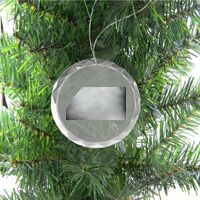 3 1/4" Round Clear Glass Ornament with Silver String Thumbnail
