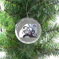 3 1/4" Round Clear Glass Ornament with Silver String Thumbnail