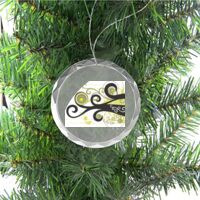 3 1/4" Round Clear Glass Ornament with Silver String Thumbnail